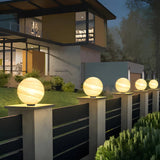 Simple Globe Glass Outdoor Table Lamp Beige 2 Bulbs Image - 13