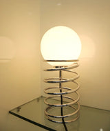 Simple Globe Shade Silver Spiral Metal Decor Table Lamp Image - 11