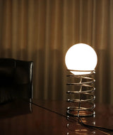 Simple Globe Shade Silver Spiral Metal Decor Table Lamp Image - 15