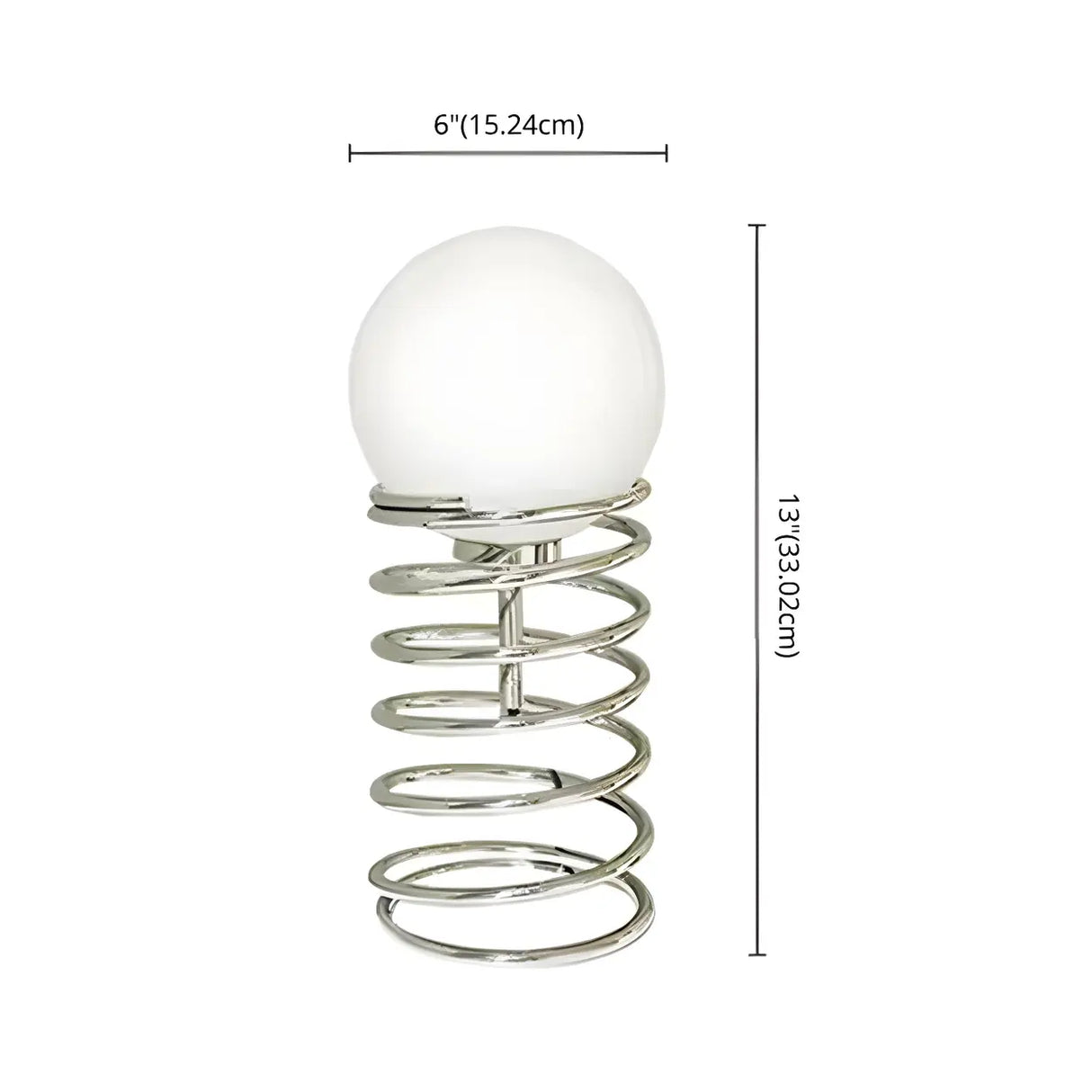 Simple Globe Shade Silver Spiral Metal Decor Table Lamp 