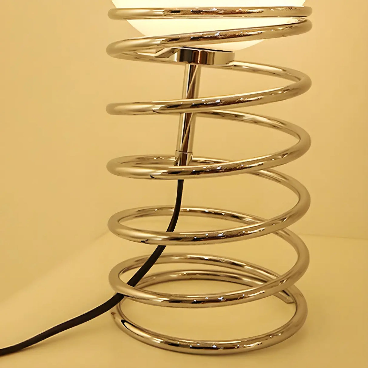 Simple Globe Shade Silver Spiral Metal Decor Table Lamp Image - 8