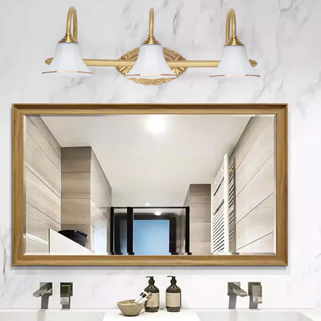 Simple Gold 3-Light Bell Bathroom LED Vanity Lights Image - 1