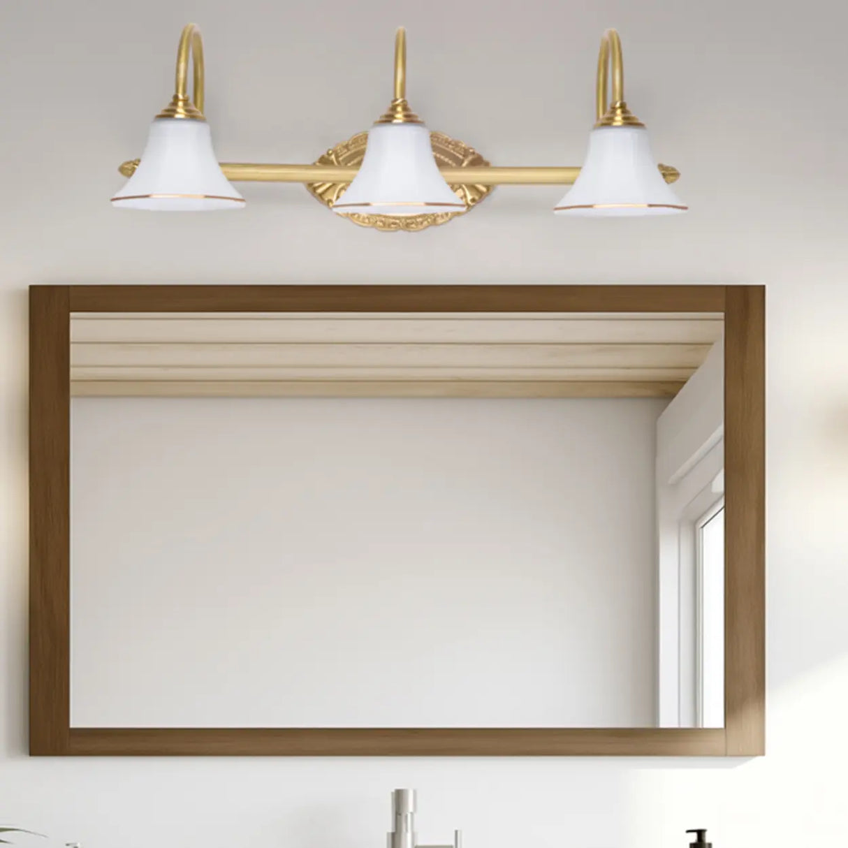 Simple Gold 3-Light Bell Bathroom LED Vanity Lights Image - 5