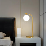 Simple gold Arc Globe Glass Metal Bedside Table Lamp Image - 1