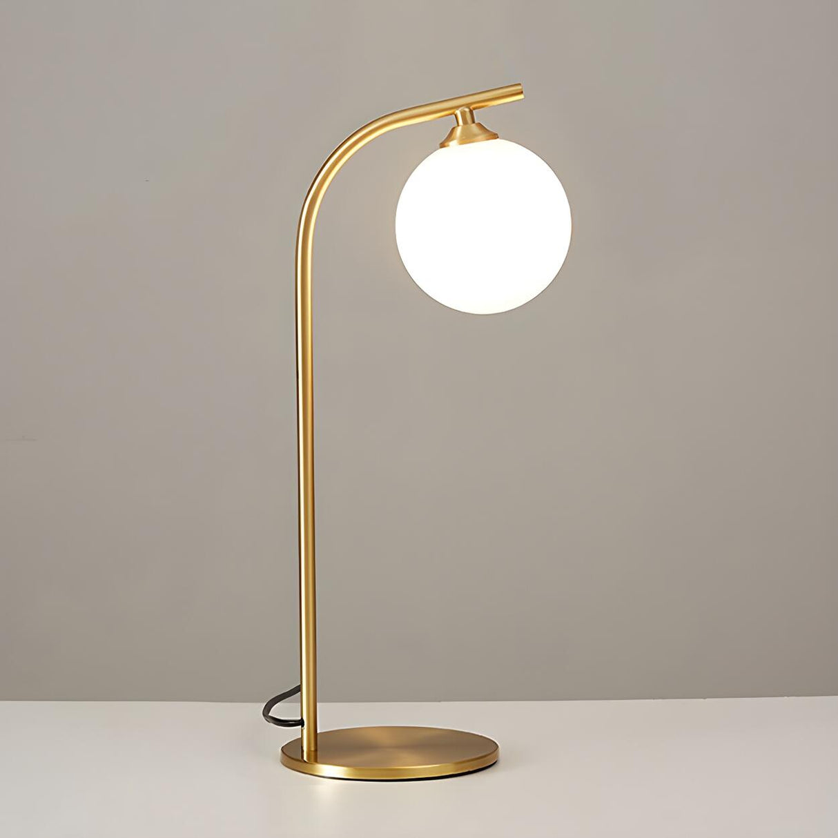 Simple gold Arc Globe Glass Metal Bedside Table Lamp Image - 7