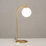 Simple gold Arc Globe Glass Metal Bedside Table Lamp Image - 7