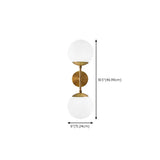 Simple Gold Frosted Glass Dual Globe Wall Sconce #size