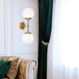 Simple Gold Frosted Glass Dual Globe Wall Sconce Image - 3