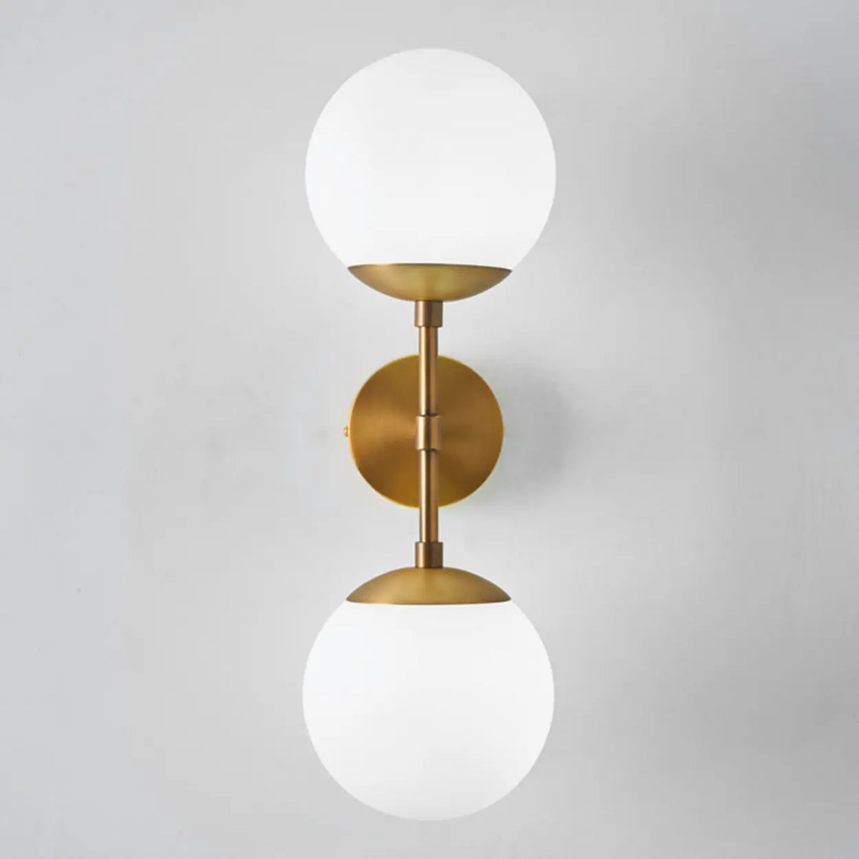 Simple Gold Frosted Glass Dual Globe Wall Sconce Image - 4