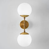 Simple Gold Frosted Glass Dual Globe Wall Sconce Image - 4