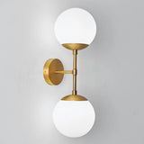 Simple Gold Frosted Glass Dual Globe Wall Sconce Image - 6