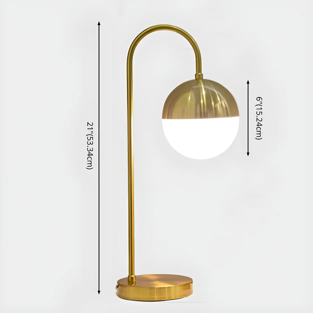 Simple Gold Gooseneck White Glass Shade Table Lamp 