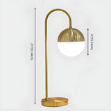 Simple Gold Gooseneck White Glass Shade Table Lamp #size