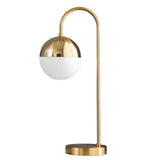 Simple Gold Gooseneck White Glass Shade Table Lamp Image - 6