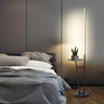 Simple Gold Linear and Side Table Metal Floor Lamp Image - 3