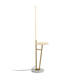 Simple Gold Linear and Side Table Metal Floor Lamp Image - 4