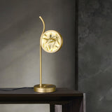 Simple Gold Round Bamboo Decor Metal LED Table Lamp Image - 1