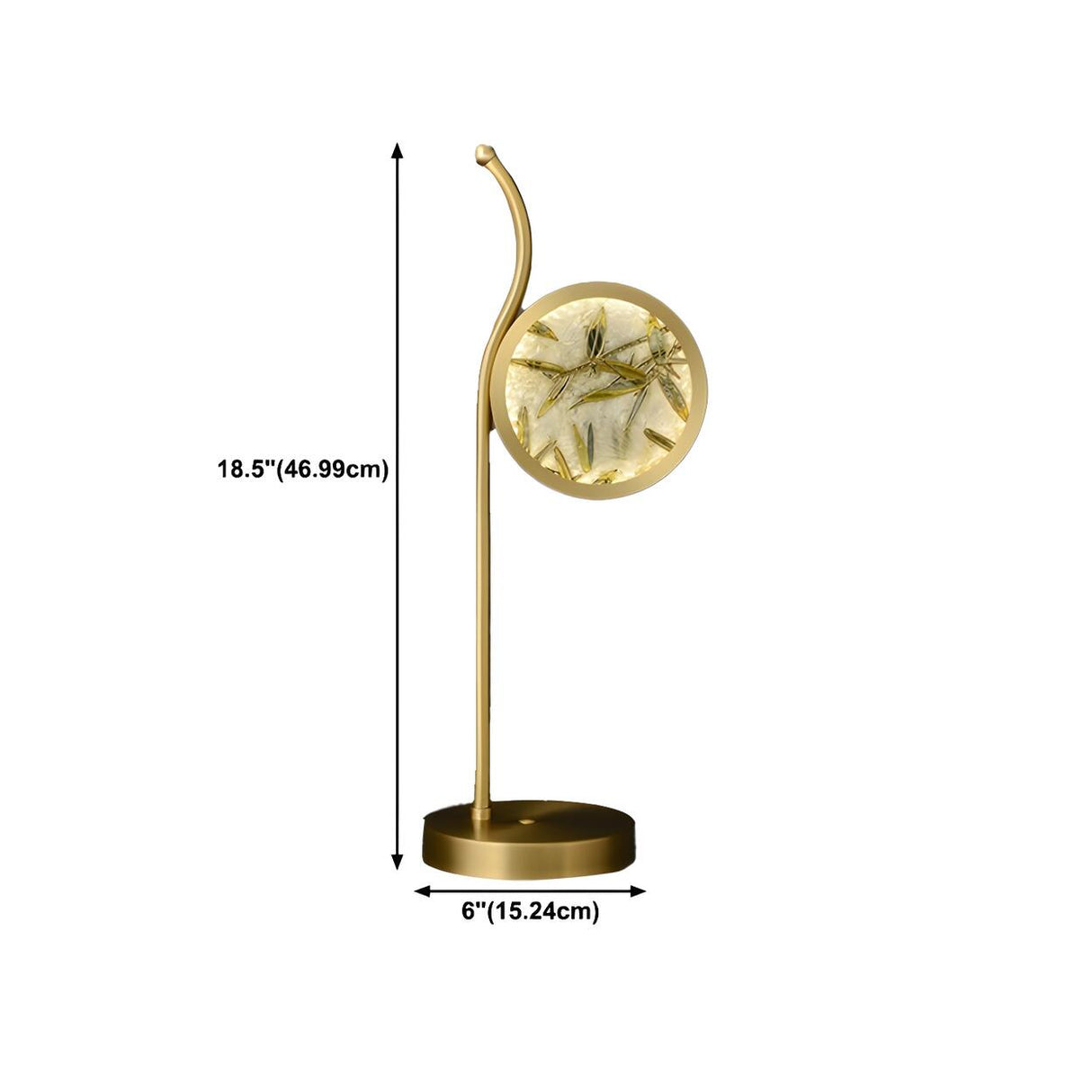 Simple Gold Round Bamboo Decor Metal LED Table Lamp 