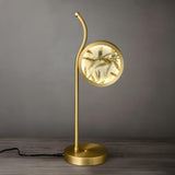 Simple Gold Round Bamboo Decor Metal LED Table Lamp Image - 2