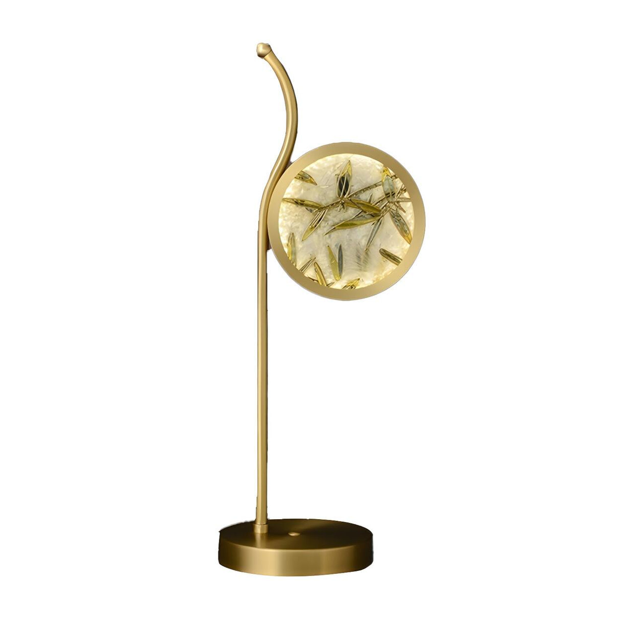 Simple Gold Round Bamboo Decor Metal LED Table Lamp Image - 5