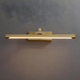 Simple Golden Straight Modern Brass LED Vanity Light Image - 2