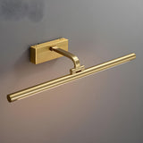 Simple Golden Straight Modern Brass LED Vanity Light Image - 3