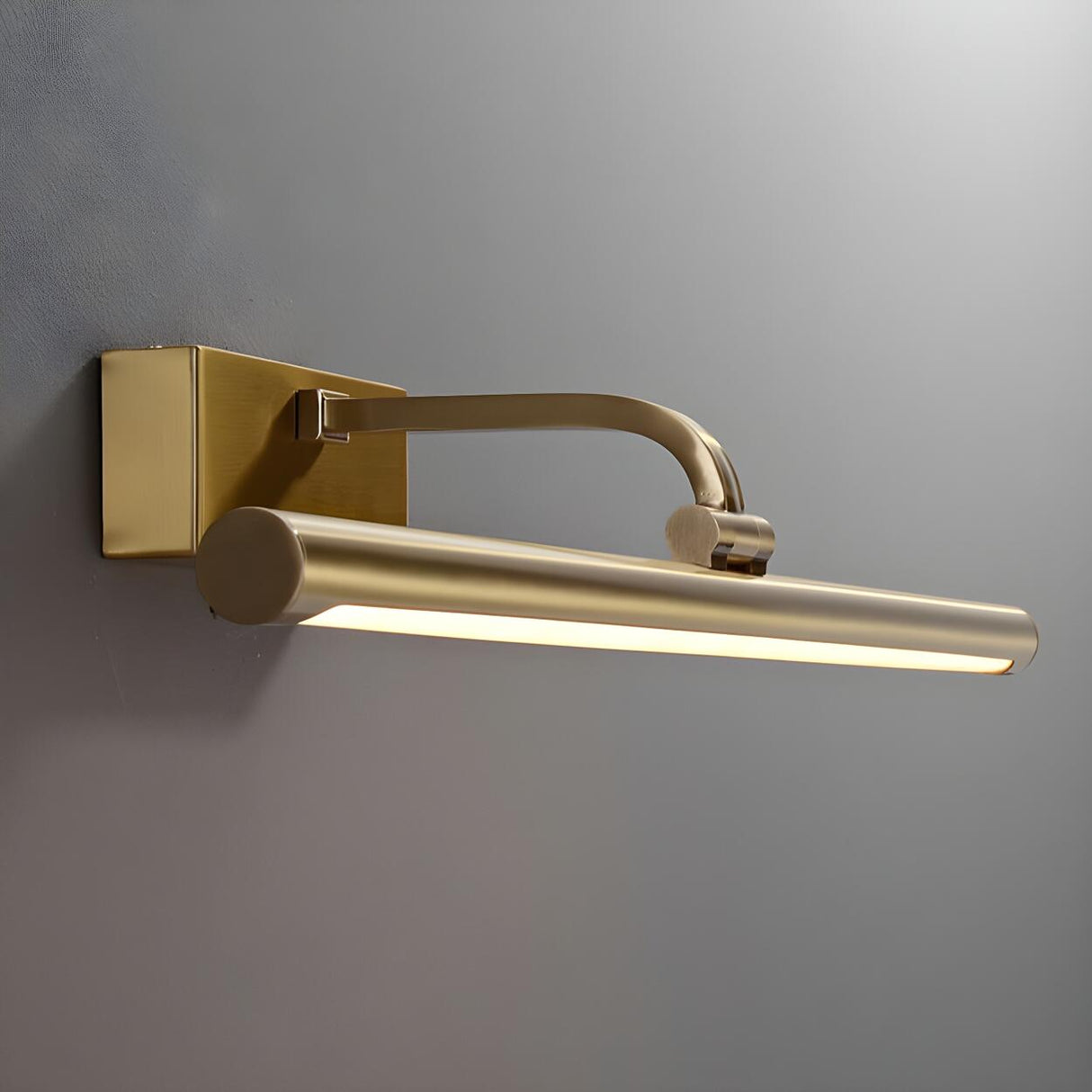 Simple Golden Straight Modern Brass LED Vanity Light Image - 4