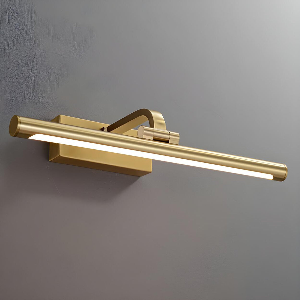 Simple Golden Straight Modern Brass LED Vanity Light Image - 6