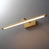 Simple Golden Straight Modern Brass LED Vanity Light Image - 7