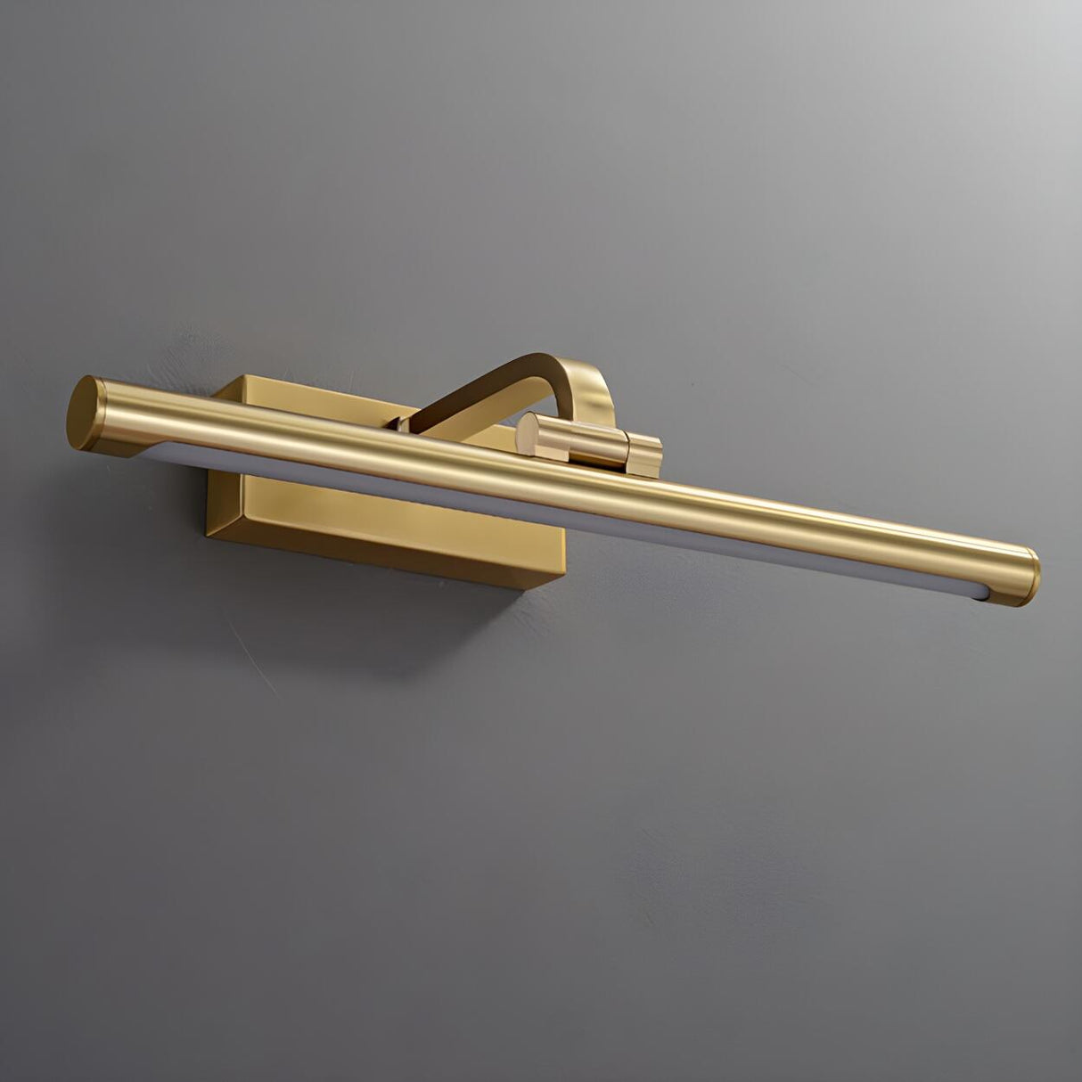 Simple Golden Straight Modern Brass LED Vanity Light Image - 8