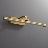 Simple Golden Straight Modern Brass LED Vanity Light Image - 8