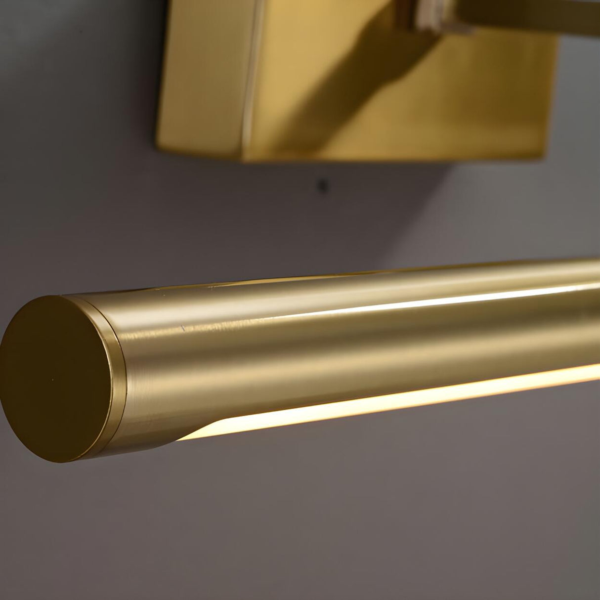 Simple Golden Straight Modern Brass LED Vanity Light Image - 9