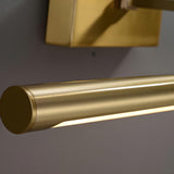 Simple Golden Straight Modern Brass LED Vanity Light Image - 9