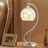 Simple Gooseneck Floral Glass Shade Metal Table Lamp Image - 12