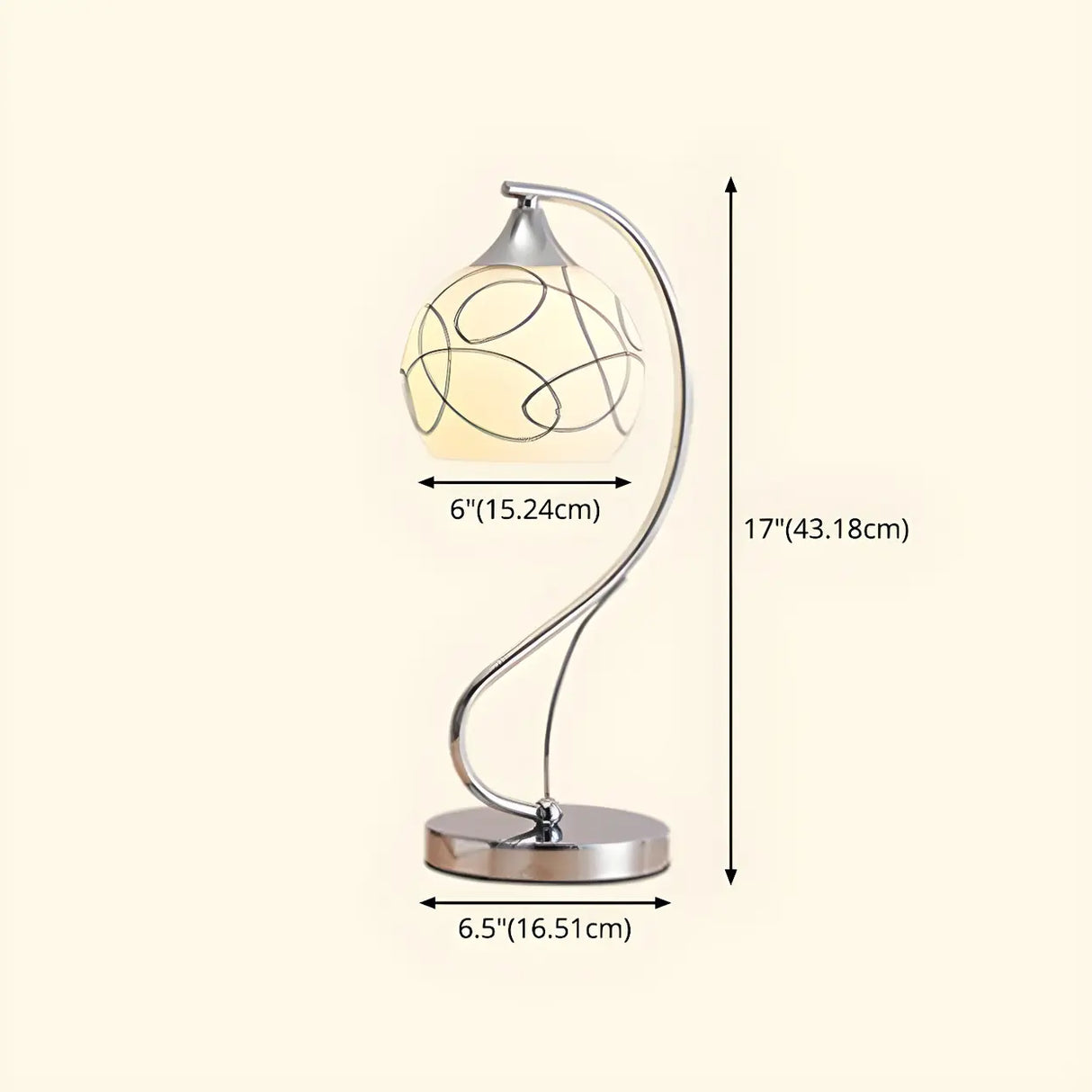 Simple Gooseneck Floral Glass Shade Metal Table Lamp 