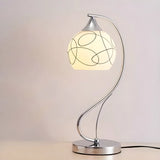 Simple Gooseneck Floral Glass Shade Metal Table Lamp Image - 3