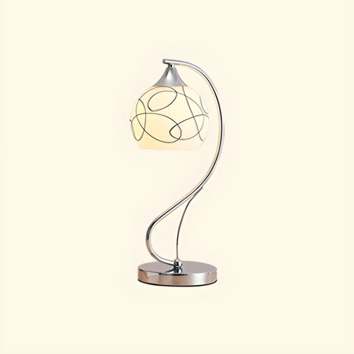 Simple Gooseneck Floral Glass Shade Metal Table Lamp Image - 5