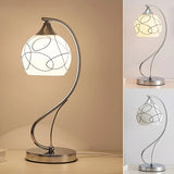 Simple Gooseneck Floral Glass Shade Metal Table Lamp Image - 6