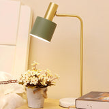 Simple Green Column Lampshade Modern Metal Table Lamp Image - 16