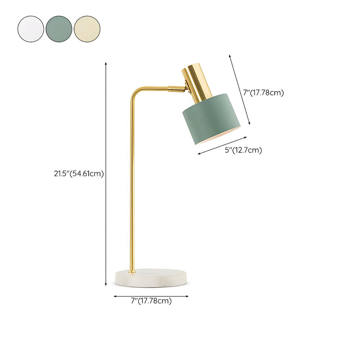 Simple Green Column Lampshade Modern Metal Table Lamp 