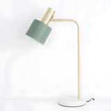 Simple Green Column Lampshade Modern Metal Table Lamp Image - 3