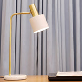 Simple Green Column Lampshade Modern Metal Table Lamp Image - 4