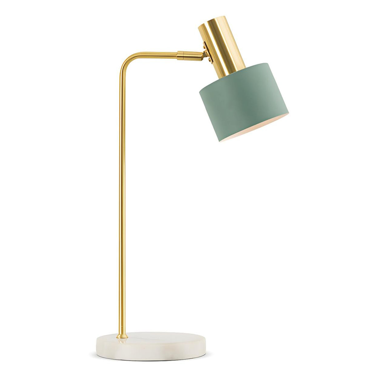 Simple Green Column Lampshade Modern Metal Table Lamp Image - 8