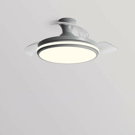 Simple Grey Round 3 Blade Modern Ceiling Fan with Light Image - 2