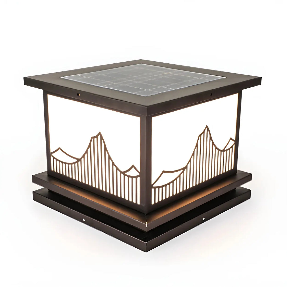 Simple Hill Pattern Square Metal Outdoor Lantern Lamp Image - 6