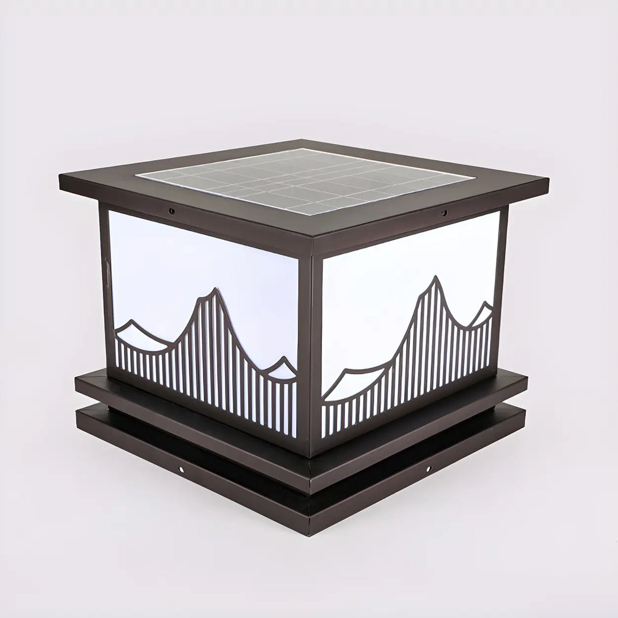 Simple Hill Pattern Square Metal Outdoor Lantern Lamp Image - 7