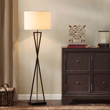 Simple Hourglass Base Fabric Drum Bedside Table Lamp Image - 4