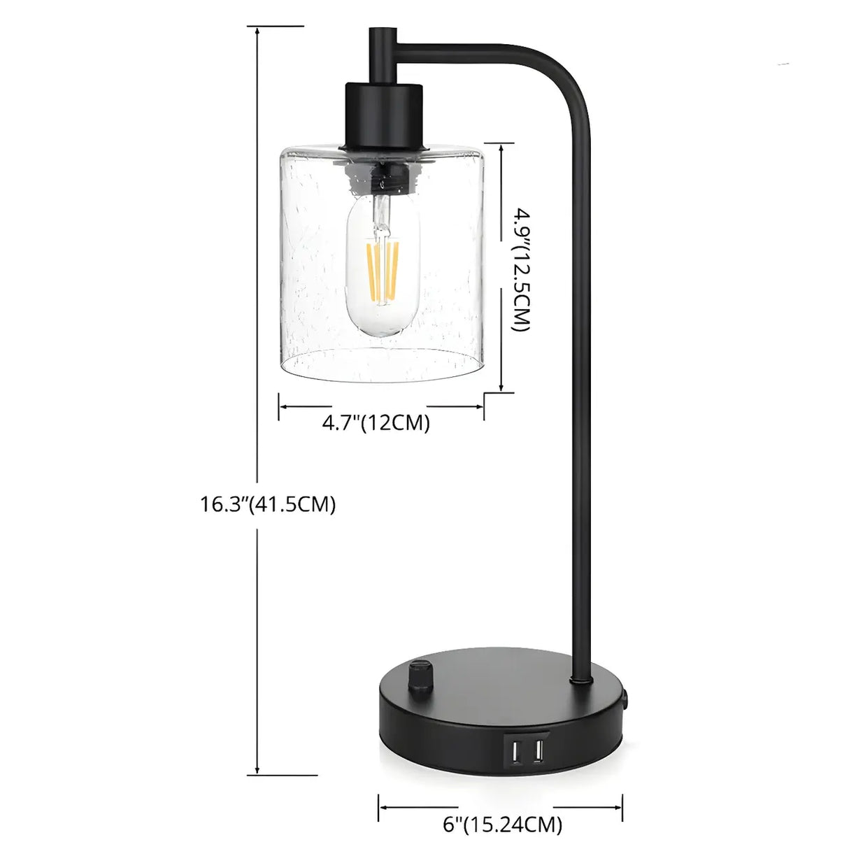 Simple Industrial Clear Glass Column Shade Table Lamp 