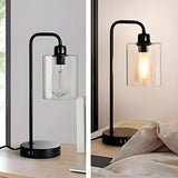 Simple Industrial Clear Glass Column Shade Table Lamp Image - 5