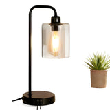 Simple Industrial Clear Glass Column Shade Table Lamp Image - 6